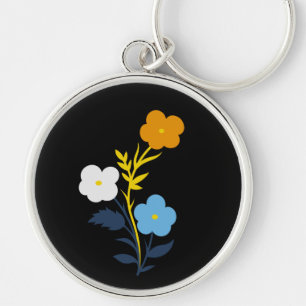 Subtle Aromantic Asexual Flag Flowers Key Ring