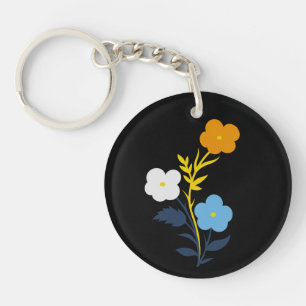 Subtle Aromantic Asexual Flag Flowers Key Ring