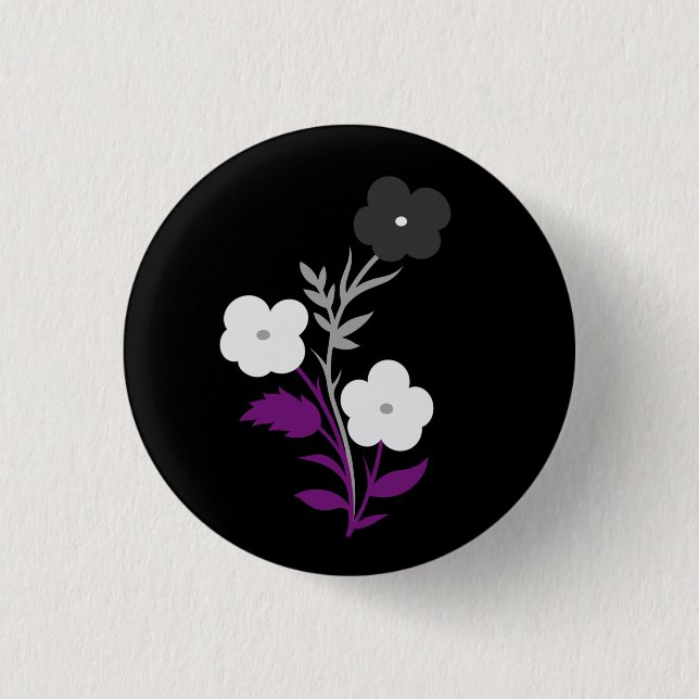 Subtle Asexual Flag Flowers 3 Cm Round Badge (Front)