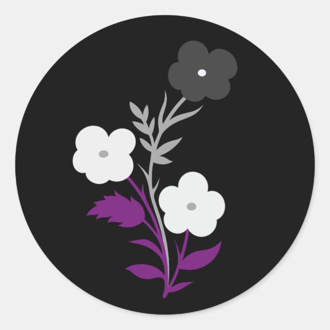Subtle Asexual Flag Flowers Classic Round Sticker (Front)