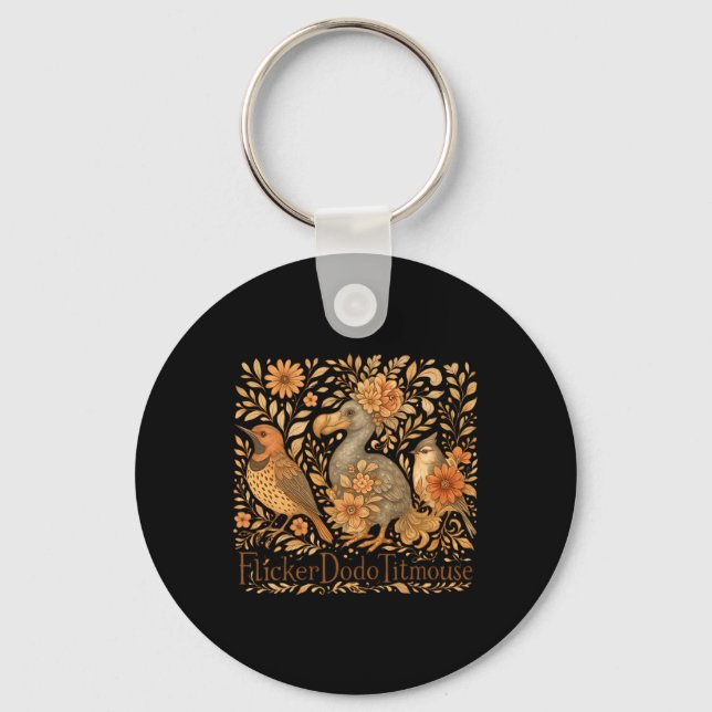 Subtle Birds Flicker Dodo Titmouse Trump Resist Bo Key Ring (Front)