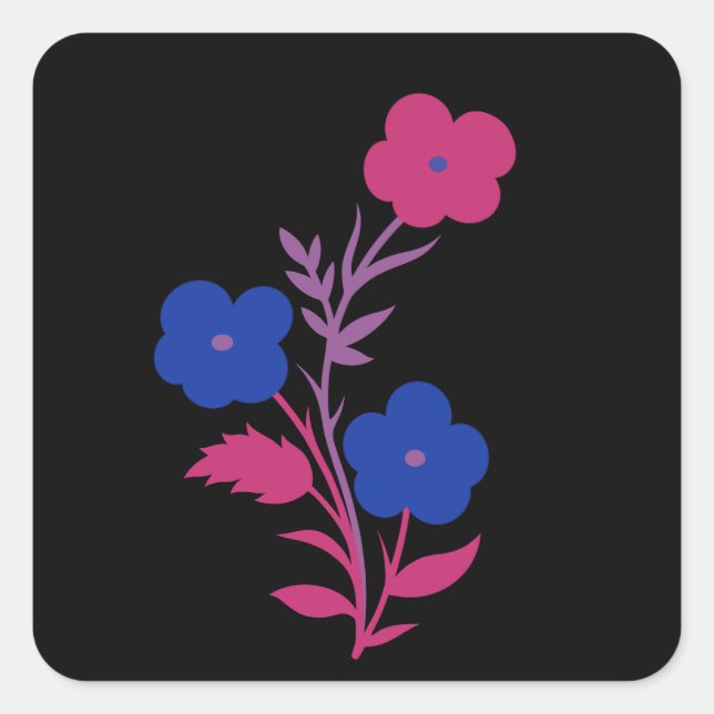 Subtle Bisexual Flag Flowers Square Sticker (Front)