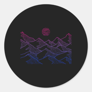 Subtle Bisexual Mountain Camping Hiking Lesbian Classic Round Sticker