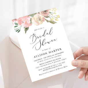 Subtle Blooms Floral Bridal Shower Invitation