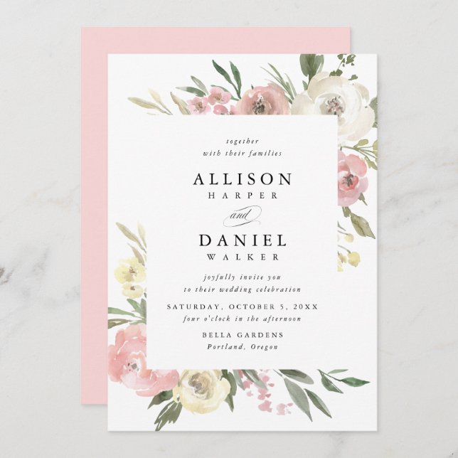 Subtle Blooms | Frame Wedding Invitation (Front/Back)