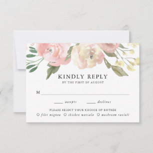 Subtle Blooms Meal Choice Wedding RSVP Card