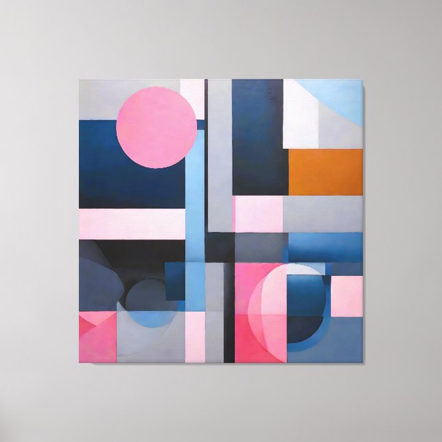 Subtle Blues & Pinks in Geometric Abstraction Canvas Print (Front)