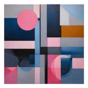 Subtle Blues & Pinks in Geometric Abstraction Poster