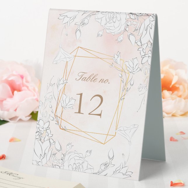 Subtle Blush Floral Wedding Table Number (In SItu (Wedding))