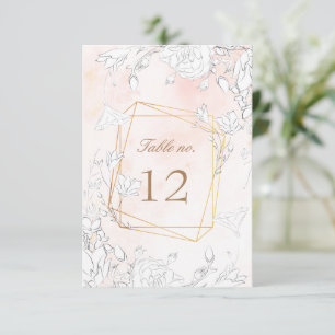 Subtle Blush Floral Wedding Table Number