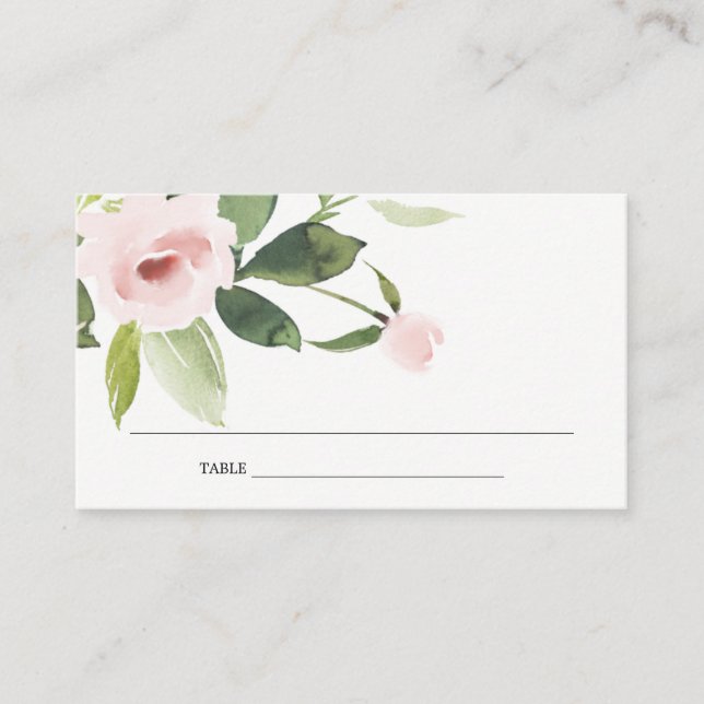 SUBTLE BLUSH PINK ROSE BRIDAL SHOWER PLACE CARD (Front)