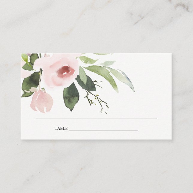 SUBTLE BLUSH PINK ROSE BRIDAL SHOWER PLACE CARD (Front)