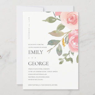 SUBTLE BLUSH PINK ROSE FLORAL COUPLE SHOWER CARD