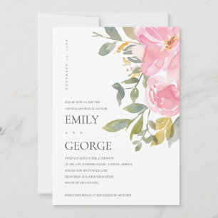 SUBTLE BLUSH PINK ROSE FLORAL COUPLE SHOWER CARD