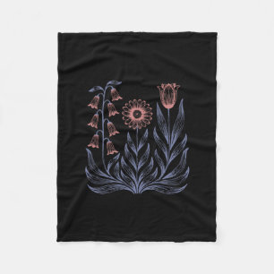 Subtle Boho Flowers Anti Trump Fleece Blanket
