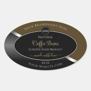 Subtle Brown Black Wavy Silver Logo Product Labels