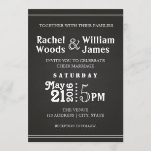 Subtle Chalkboard   Wedding Invitation