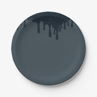 Subtle Charcoal Drip Party Plate – Customisable