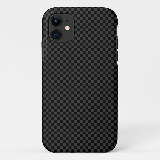 Subtle Check - Dark Grey on Black iPhone Case (Back)