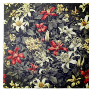 Subtle Color Wild Honeysuckle Print Tile