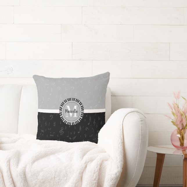 Subtle Contemporary Monogram Music Themed Cushion (Couch)
