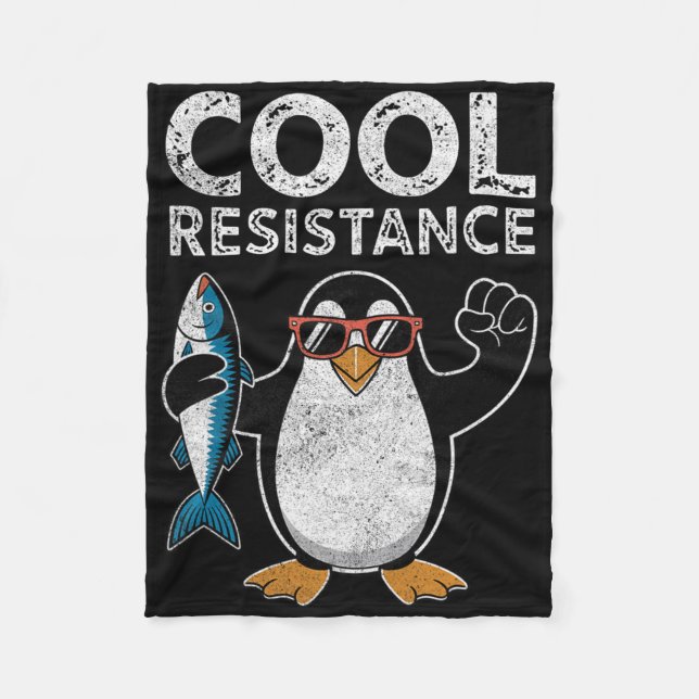 Subtle Cool Resistance Penguin Tariffs Protest Ant Fleece Blanket (Front)