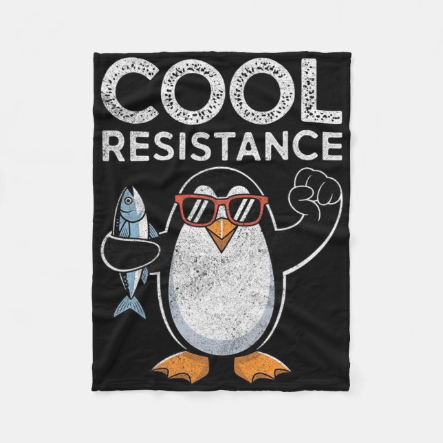 Subtle Cool Resistance Penguin Tariffs Protest Ant Fleece Blanket (Front)