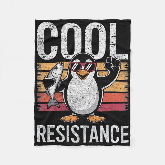 Subtle Cool Resistance Penguin Tariffs Protest Ant Fleece Blanket (Front)