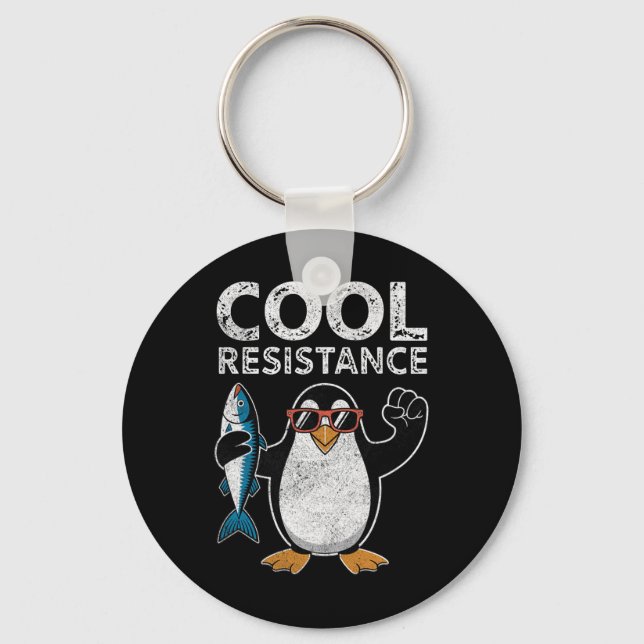 Subtle Cool Resistance Penguin Tariffs Protest Ant Key Ring (Front)