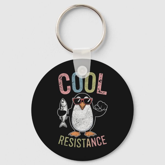 Subtle Cool Resistance Penguin Tariffs Protest Ant Key Ring (Front)