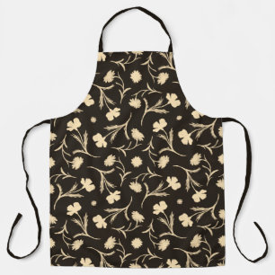 Subtle Dark Floral Pattern Elegant Vintage Rustic Apron