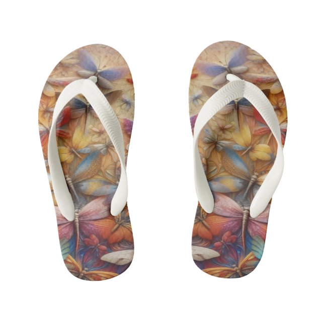 Subtle Dragonflies Kid's Flip Flops (Footbed)