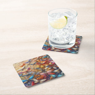 Subtle Dragonflies Square Paper Coaster