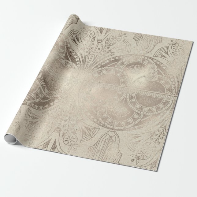 Subtle Egyptian Floral and Geometric Ornamentation Wrapping Paper (Unrolled)
