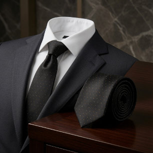 Subtle Elegant Black & Gold Micro Dot  Tie
