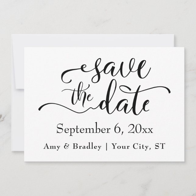 Subtle Elegant Typography Black Text Save the Date (Front)