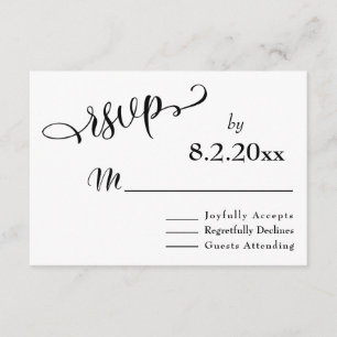 Subtle, Elegant Typography Black Type Wedding RSVP Card