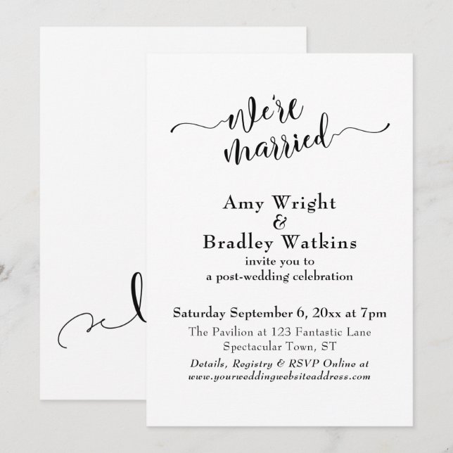 Subtle Elegant Typography Post Wedding Celebration Invitation (Front/Back)