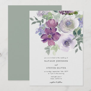 Subtle Elegant Watercolor Floral Wedding  Invitation