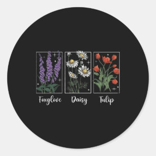 Subtle Floral 8647 Trump Flowers Foxglove Daisy Tu Classic Round Sticker