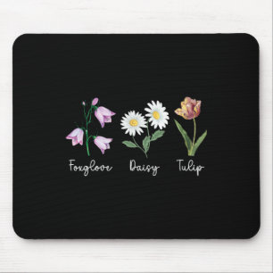 Subtle Floral Anti Trump Foxglove Daisy Tulip Flow Mouse Mat