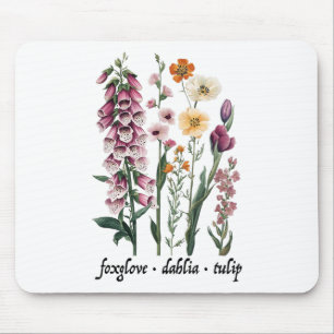 Subtle Floral Anti Trump Vintage Foxglove Dahlia T Mouse Mat