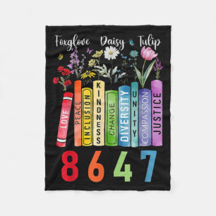 Subtle Floral Foxglove Daisy Tulip Book Lover  Fleece Blanket