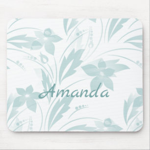 Subtle Floral in Blues Mouse Mat