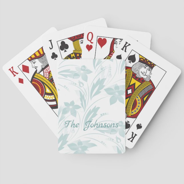 Subtle Floral in Blues Playing Cards (Back)