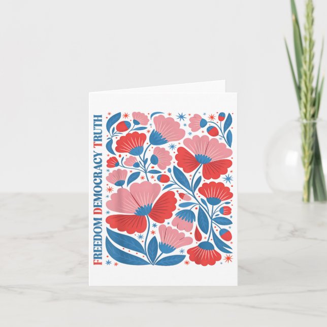Subtle Freedom Democracy Truth Boho Floral 4th Jul Card (Front)