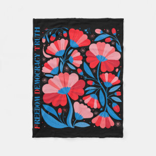 Subtle Freedom Democracy Truth Boho Floral 4th Jul Fleece Blanket