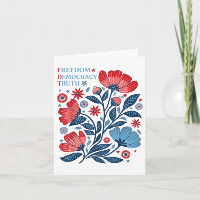 Subtle Freedom Democracy Truth Boho Floral 4th Of  Card (Front)
