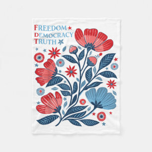 Subtle Freedom Democracy Truth Boho Floral 4th Of Fleece Blanket