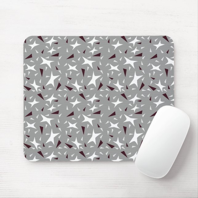 Subtle Geometry: Stars & Triangles – Grey Mouse Mat (With Mouse)